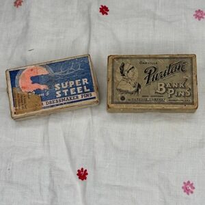 Vintage Sonomor Super Steel Dressmaker & Oakville Puritan Bank Pins Empty Boxes